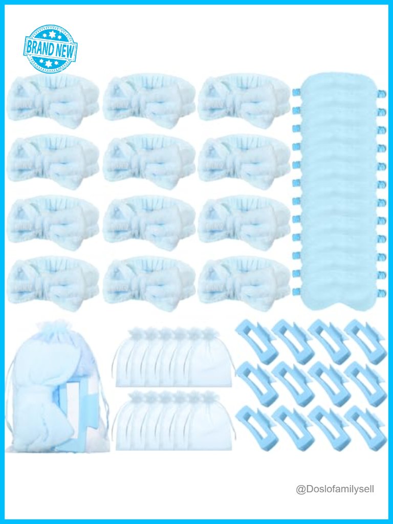 48-Piece Spa Party Sleepover Set Headbands Eye Masks Claw Clips Organza Bags